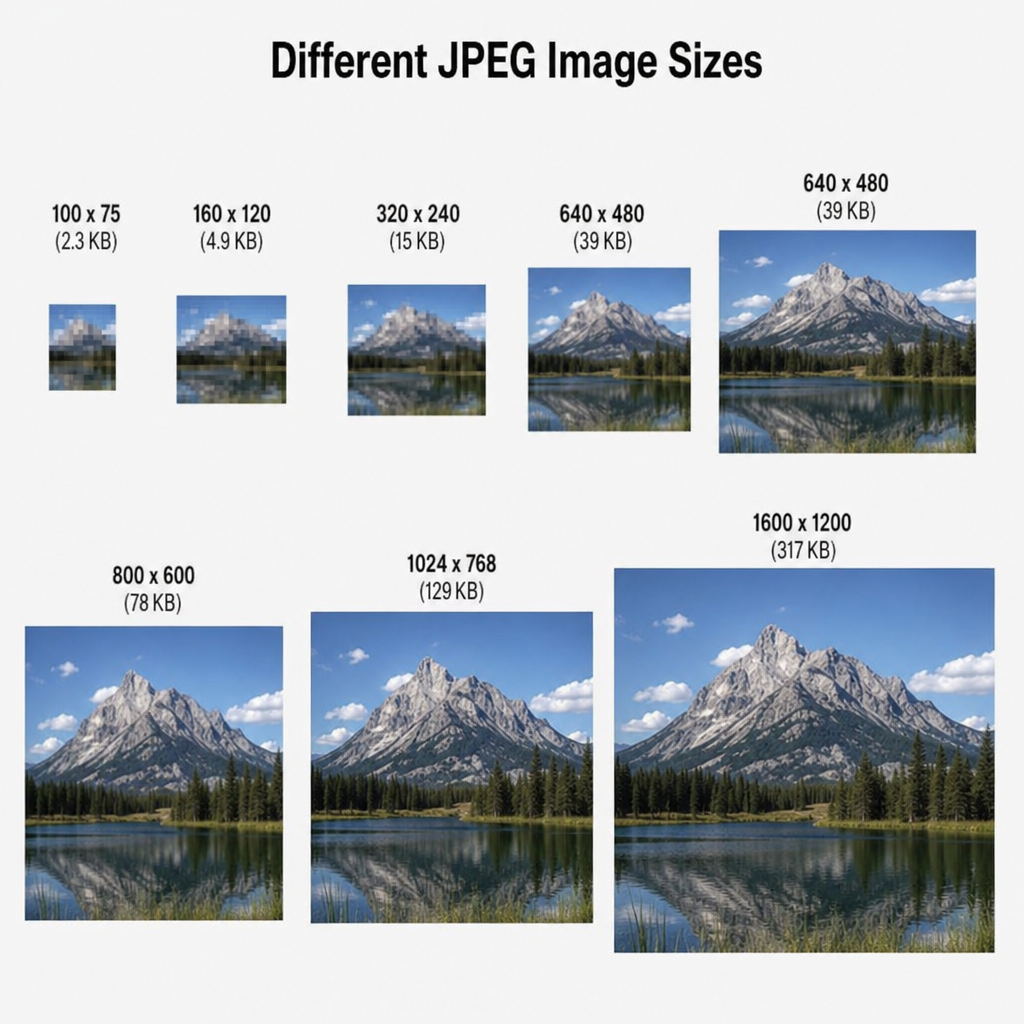 Image showing different JPEG image sizes