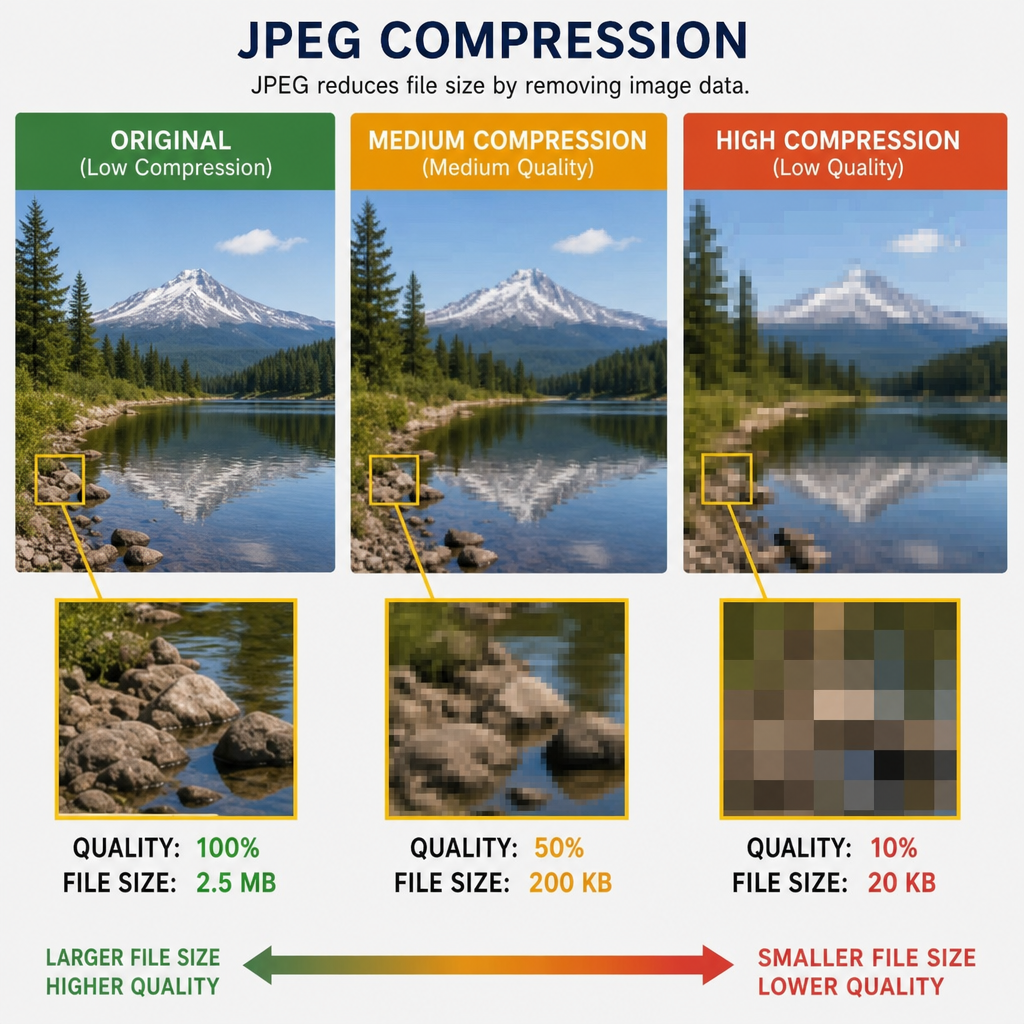 Graphic illustrating JPEG compression