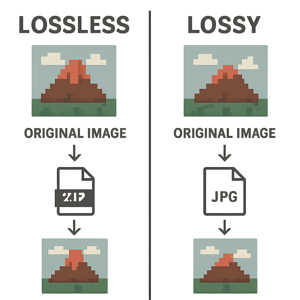 Infographic explaining the difference between lossless and lossy image compression