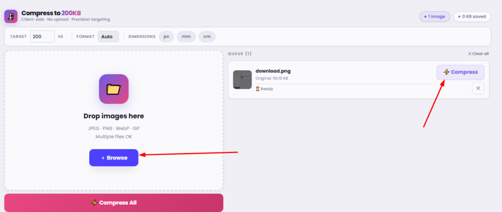 Compress Image to 200KB