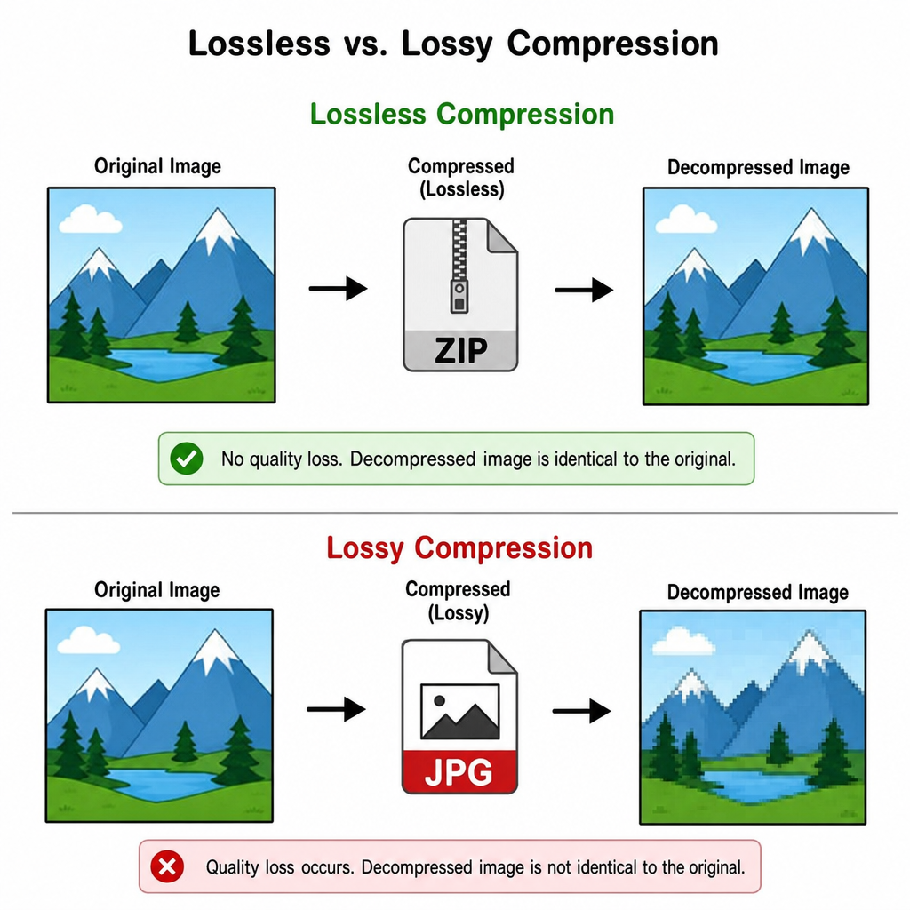 Lossless vs. Lossy Compression Illustration