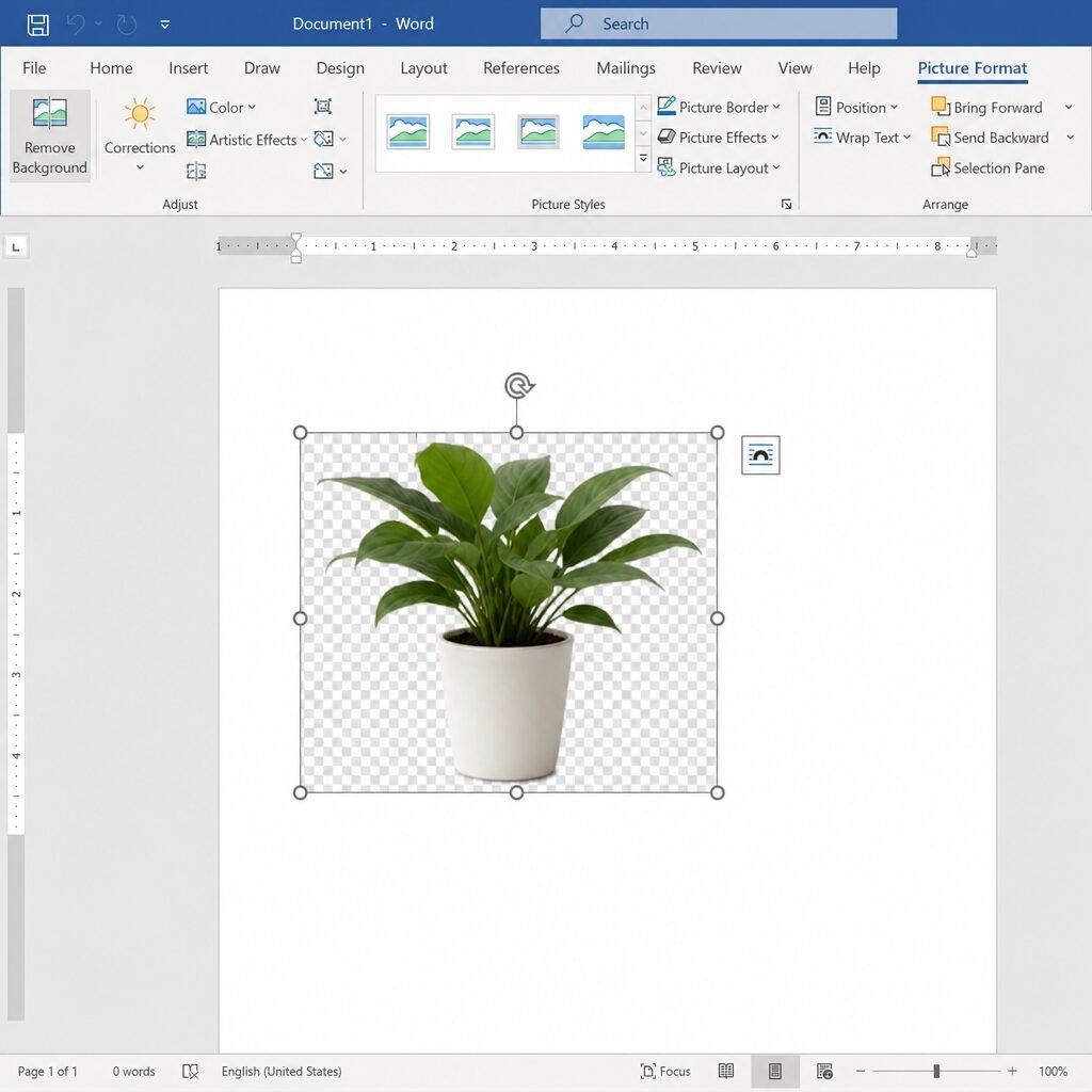 Removing the white background from an image in Microsoft Word